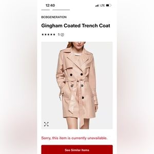 BCBG Gingham Coated trench coat size Small